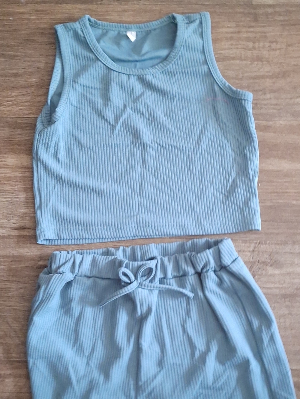 Light Blue Ribbed Drawstring Skirt - Picture 6 of 6